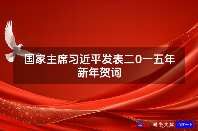 国家主席习近平发表二O一五年新年贺词