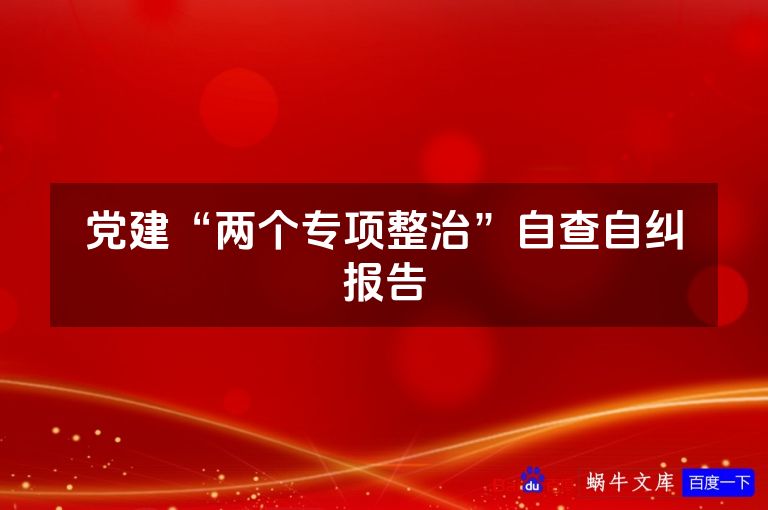 党建“两个专项整治”自查自纠报告