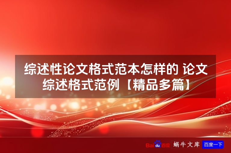 综述性论文格式范本怎样的 论文综述格式范例【精品多篇】