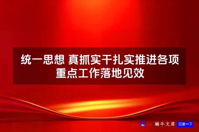 统一思想 真抓实干扎实推进各项重点工作落地见效