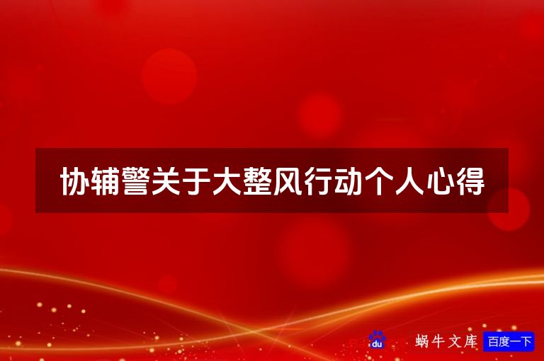 协辅警关于大整风行动个人心得