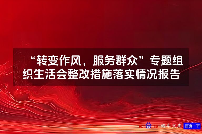 “转变作风，服务群众”专题组织生活会整改措施落实情况报告