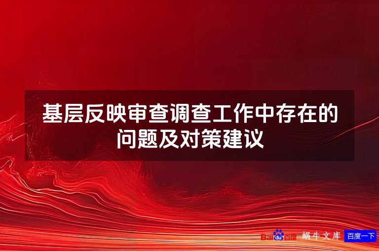 基层反映审查调查工作中存在的问题及对策建议
