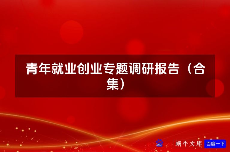 青年就业创业专题调研报告（合集）