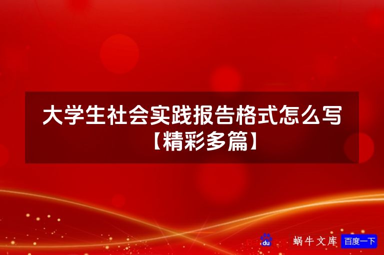 大学生社会实践报告格式怎么写【精彩多篇】