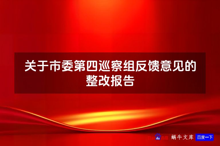 关于市委第四巡察组反馈意见的整改报告