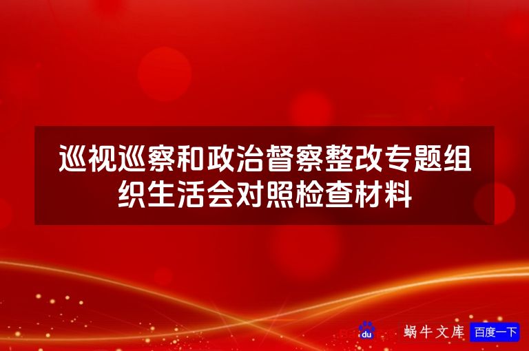 巡视巡察和政治督察整改专题组织生活会对照检查材料