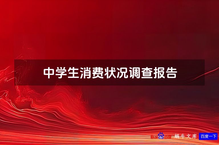 中学生消费状况调查报告