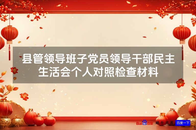 县管领导班子党员领导干部民主生活会个人对照检查材料