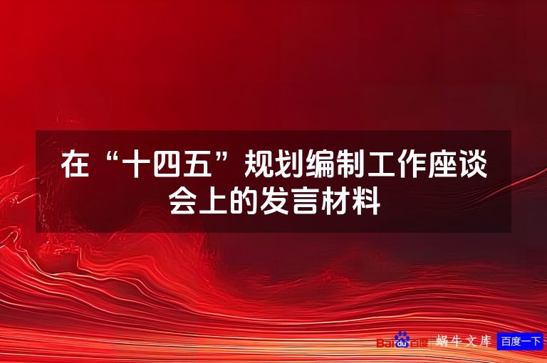在“十四五”规划编制工作座谈会上的发言材料