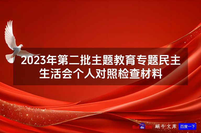 2023年第二批主题教育专题民主生活会个人对照检查材料
