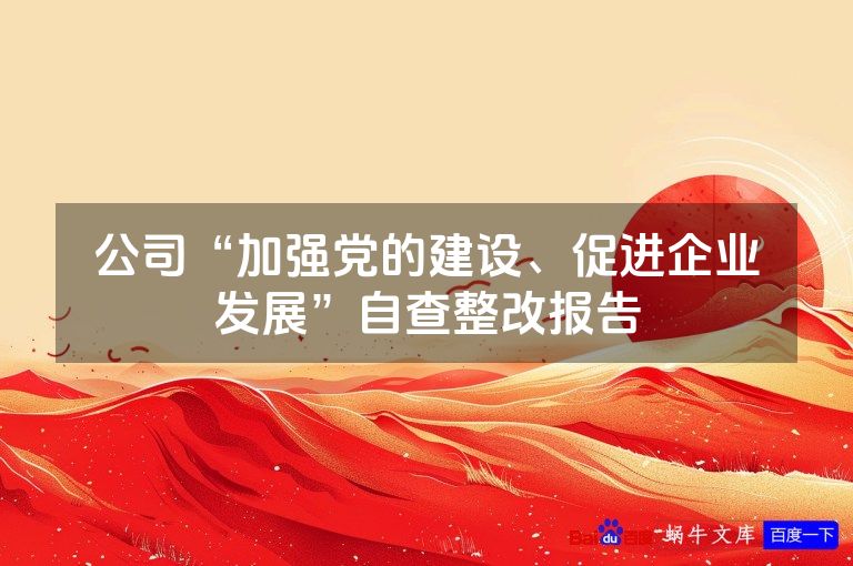 公司“加强党的建设、促进企业发展”自查整改报告