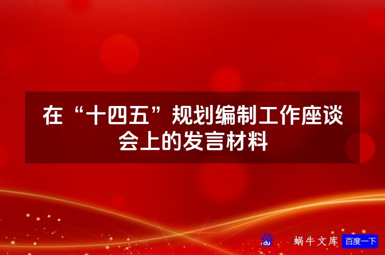 在“十四五”规划编制工作座谈会上的发言材料