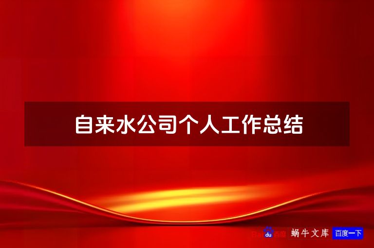 自来水公司个人工作总结