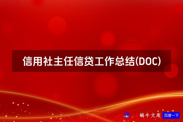 信用社主任信贷工作总结(DOC)