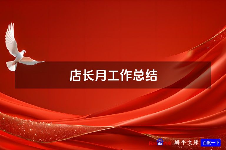 店长月工作总结