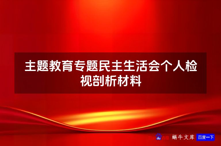 主题教育专题民主生活会个人检视剖析材料