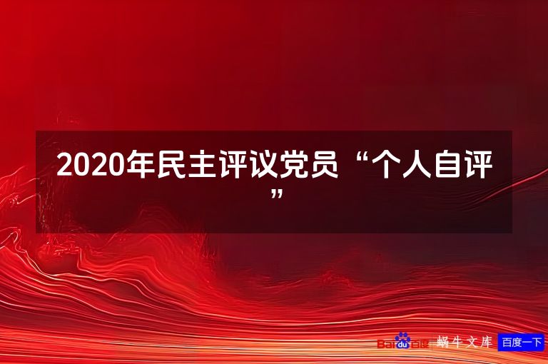 2020年民主评议党员“个人自评”