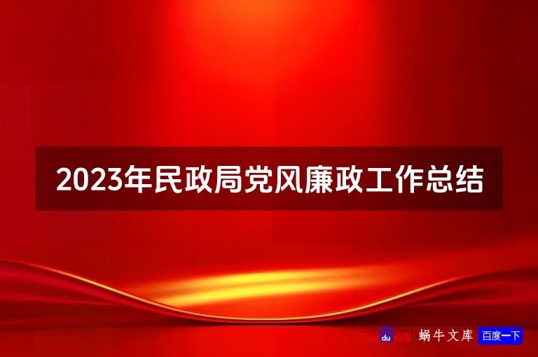2023年民政局党风廉政工作总结