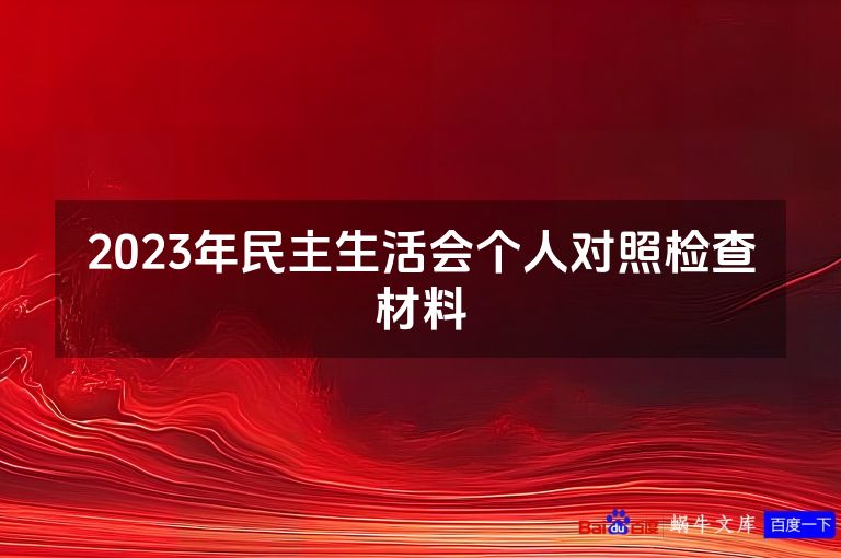 2023年民主生活会个人对照检查材料