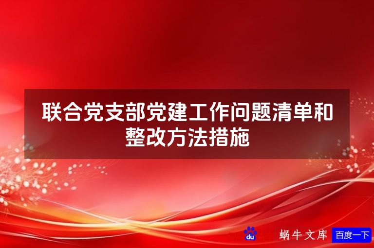 联合党支部党建工作问题清单和整改方法措施