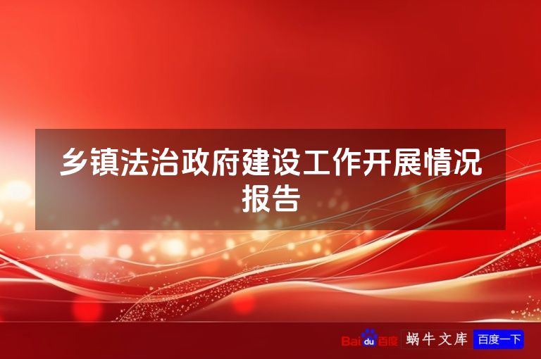 乡镇法治政府建设工作开展情况报告