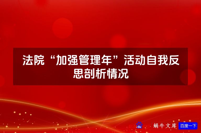 法院“加强管理年”活动自我反思剖析情况