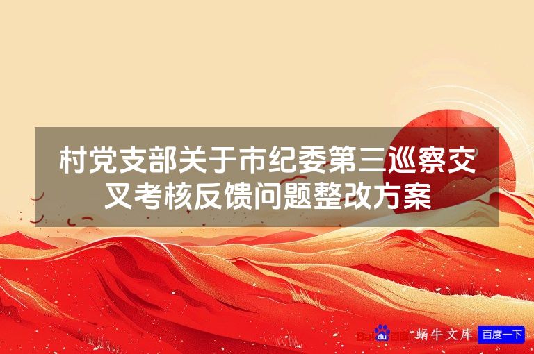 村党支部关于市纪委第三巡察交叉考核反馈问题整改方案