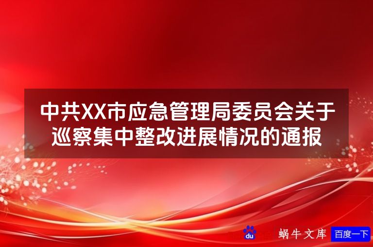 中共XX市应急管理局委员会关于巡察集中整改进展情况的通报