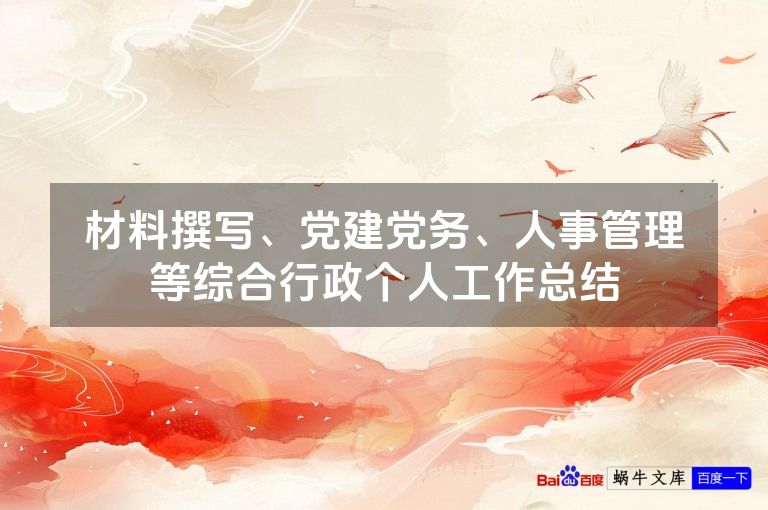 材料撰写、党建党务、人事管理等综合行政个人工作总结
