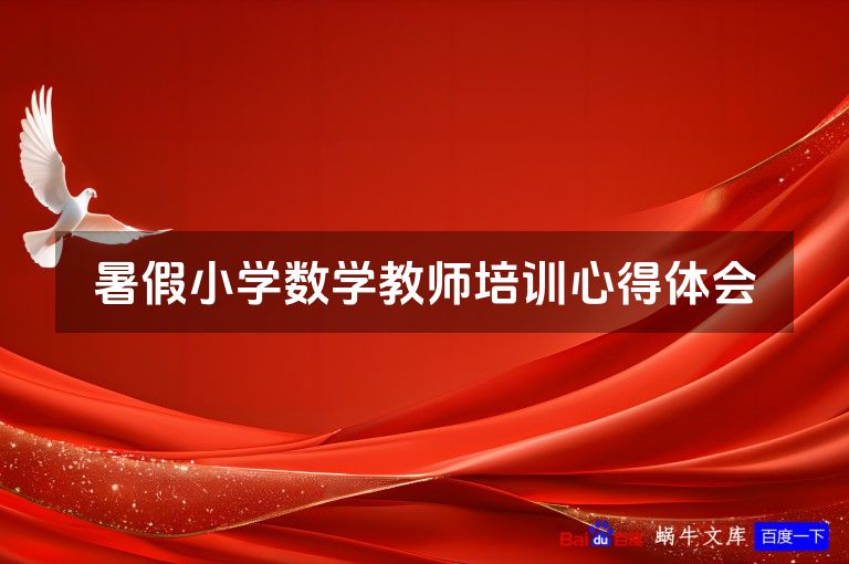 暑假小学数学教师培训心得体会