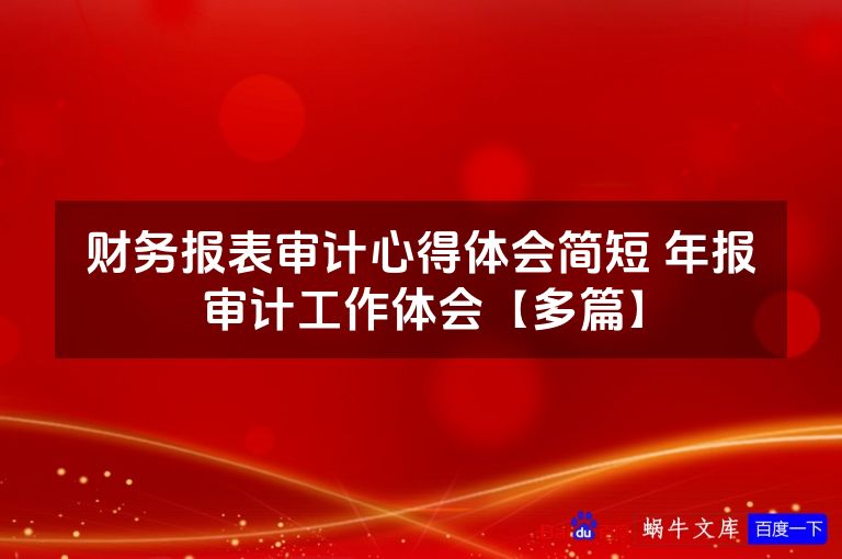 财务报表审计心得体会简短 年报审计工作体会【多篇】