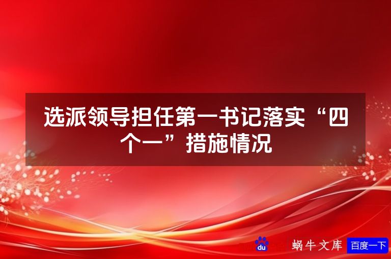 选派领导担任第一书记落实“四个一”措施情况