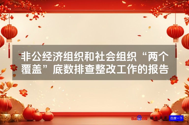 非公经济组织和社会组织“两个覆盖”底数排查整改工作的报告