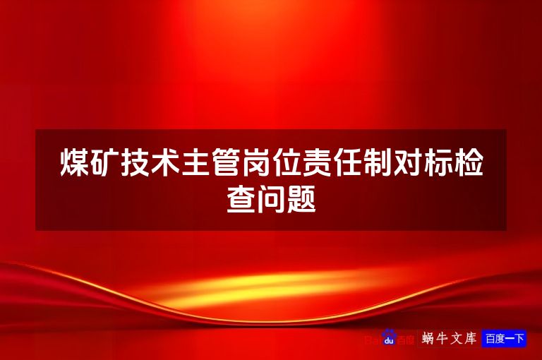 煤矿技术主管岗位责任制对标检查问题