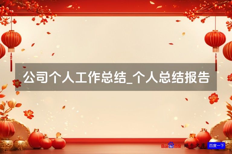 公司个人工作总结_个人总结报告