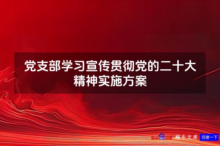 党支部学习宣传贯彻党的二十大精神实施方案