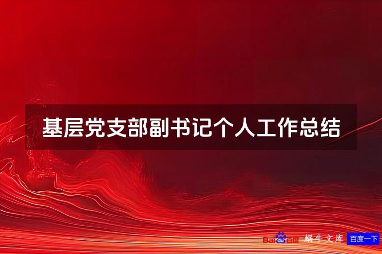 基层党支部副书记个人工作总结