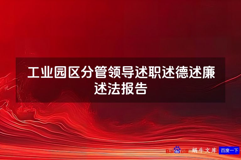 工业园区分管领导述职述德述廉述法报告