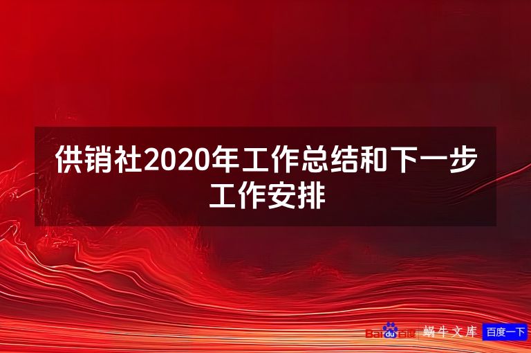 供销社2020年工作总结和下一步工作安排
