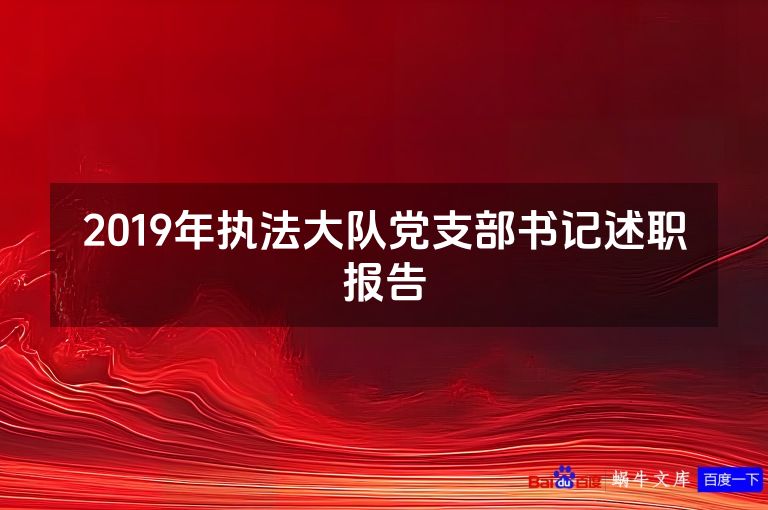 2019年执法大队党支部书记述职报告