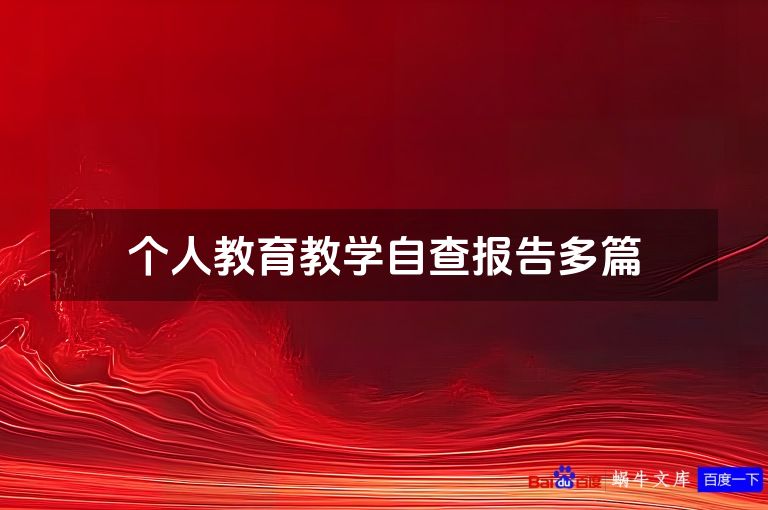 个人教育教学自查报告多篇