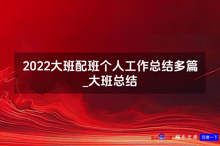 2022大班配班个人工作总结多篇_大班总结