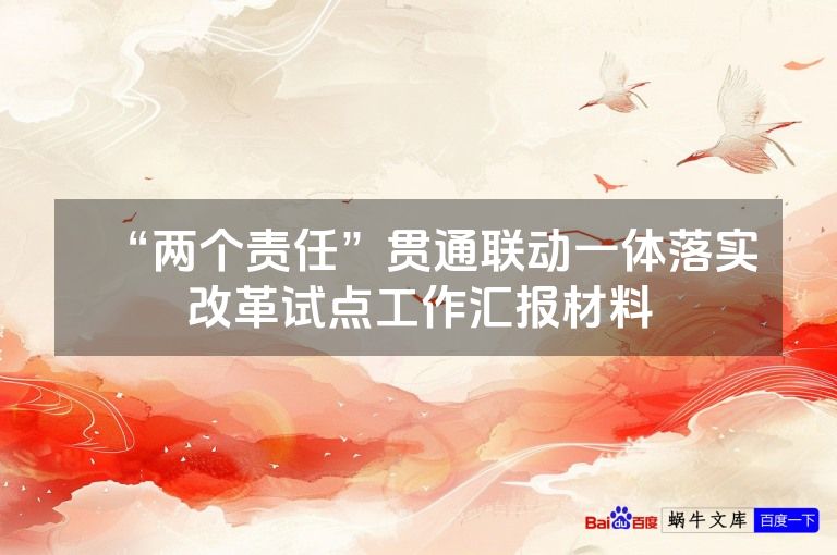 “两个责任”贯通联动一体落实改革试点工作汇报材料