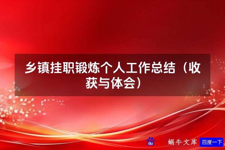 乡镇挂职锻炼个人工作总结（收获与体会）