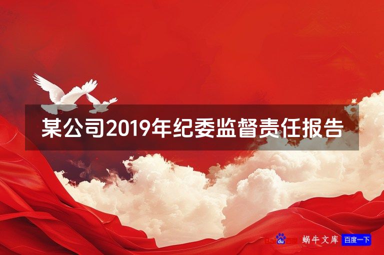 某公司2019年纪委监督责任报告