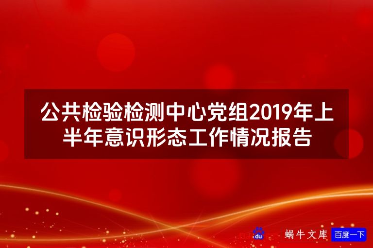 公共检验检测中心党组2019年上半年意识形态工作情况报告