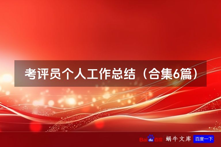 考评员个人工作总结（合集6篇）
