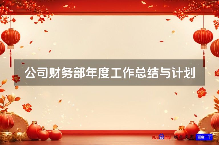 公司财务部年度工作总结与计划