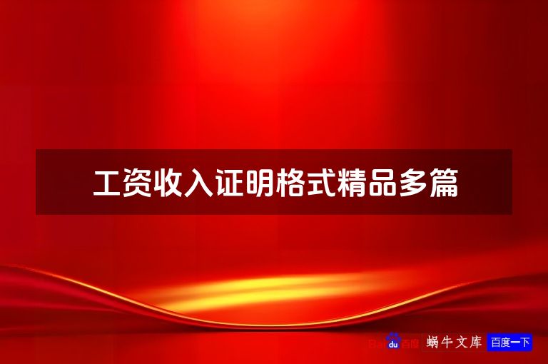 工资收入证明格式精品多篇